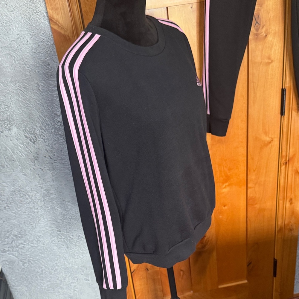 Adidas Black Tracksuit/Sweatsuit with Pink Accents - Picture 3 of 7
